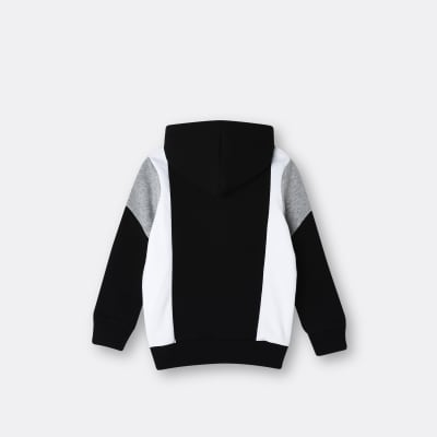 Boys black Hype Black colour block hoodie | River Island