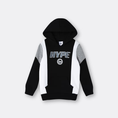 Boys black Hype Black colour block hoodie