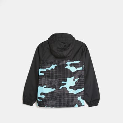 Boys black Hype camo hooded jacket River Island