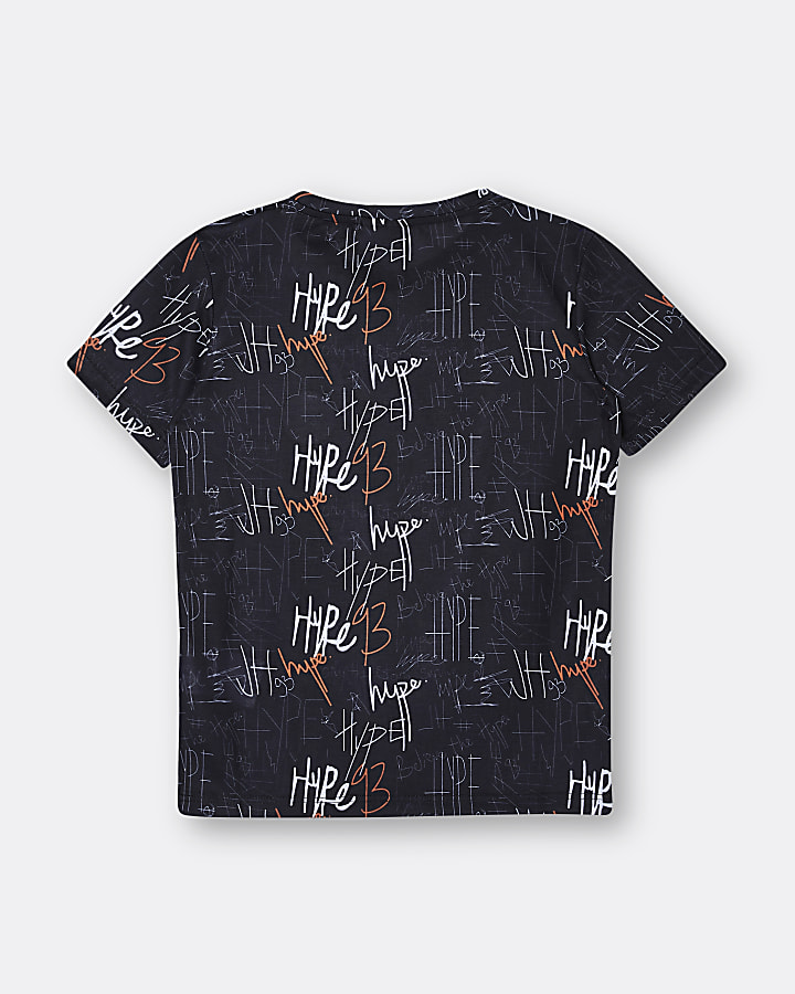 Boys black Hype graffiti print t-shirt