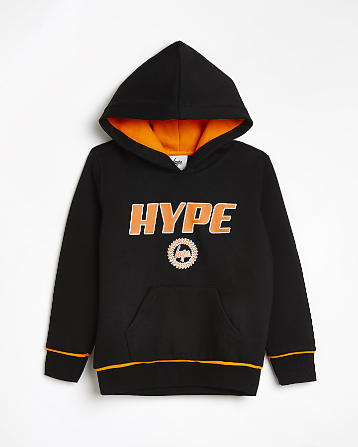 Boys black HYPE logo hoodie