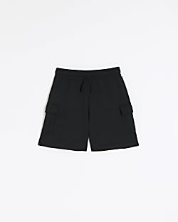 Boys black jersey cargo shorts
