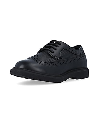 360 degree animation of product Boys Black lace up Brogue Shoes frame-0