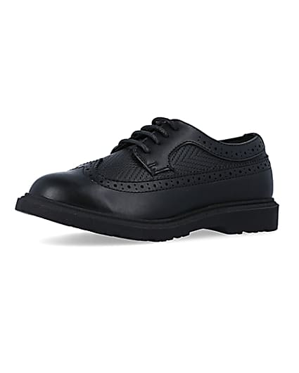 360 degree animation of product Boys Black lace up Brogue Shoes frame-1