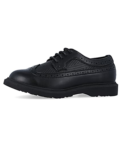 360 degree animation of product Boys Black lace up Brogue Shoes frame-2