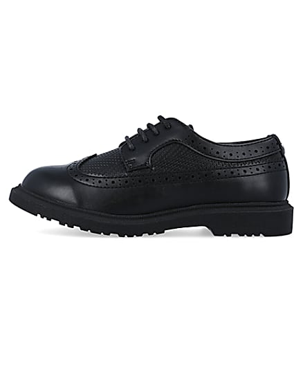 360 degree animation of product Boys Black lace up Brogue Shoes frame-3