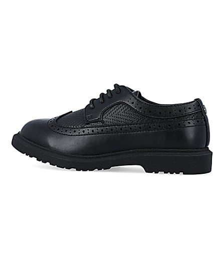 360 degree animation of product Boys Black lace up Brogue Shoes frame-4