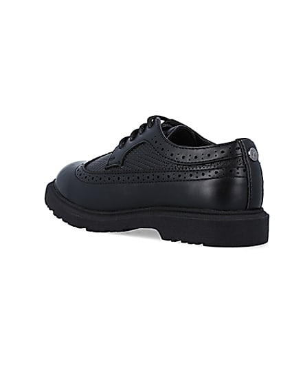 360 degree animation of product Boys Black lace up Brogue Shoes frame-6