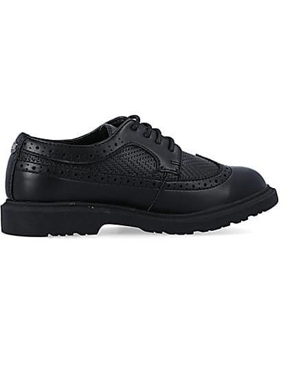360 degree animation of product Boys Black lace up Brogue Shoes frame-14
