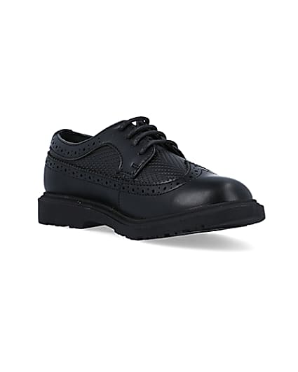 360 degree animation of product Boys Black lace up Brogue Shoes frame-18