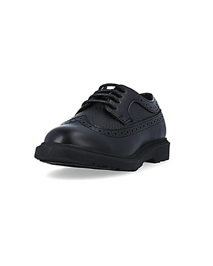360 degree animation of product Boys Black lace up Brogue Shoes frame-23