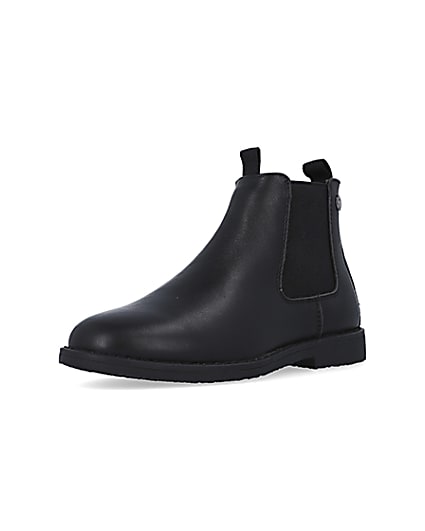 360 degree animation of product Boys black Leather Chelsea Boots frame-0