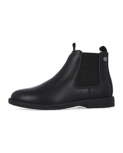 360 degree animation of product Boys black Leather Chelsea Boots frame-2