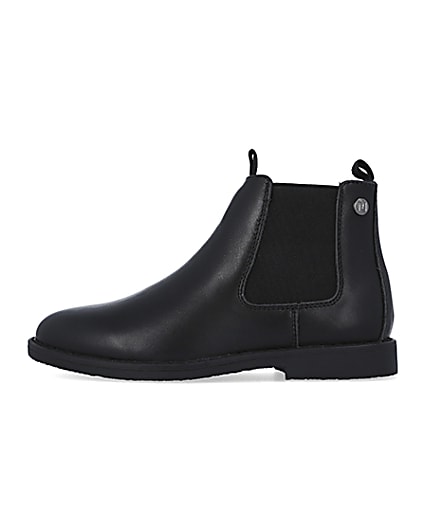 360 degree animation of product Boys black Leather Chelsea Boots frame-3
