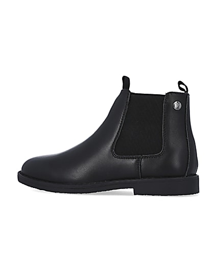 360 degree animation of product Boys black Leather Chelsea Boots frame-4