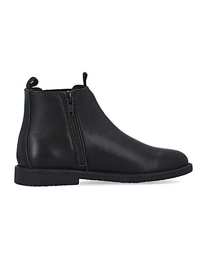 360 degree animation of product Boys black Leather Chelsea Boots frame-14