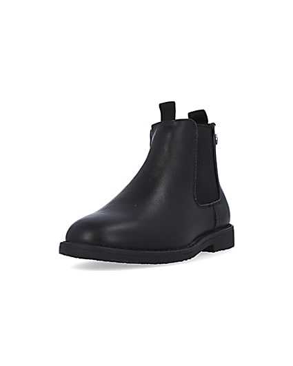 360 degree animation of product Boys black Leather Chelsea Boots frame-23