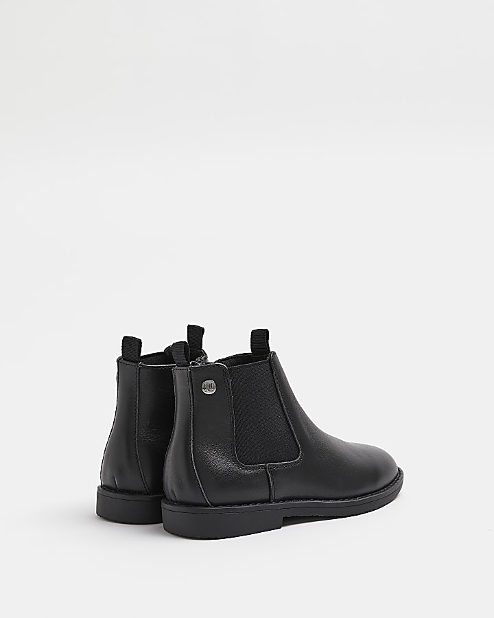 Boys black Leather Chelsea Boots