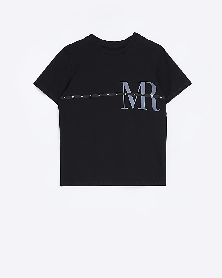 Boys Black Maison Riviera Glossy Logo T-shirt