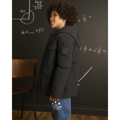 Boys Black MCMXII Hooded Coat