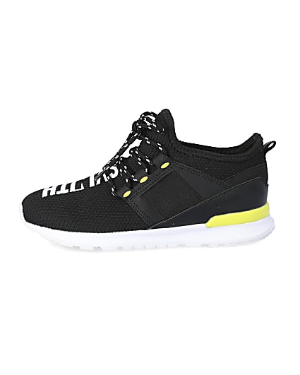 360 degree animation of product Boys black mesh 'Svnth' runner trainers frame-3