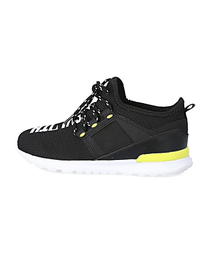 360 degree animation of product Boys black mesh 'Svnth' runner trainers frame-4