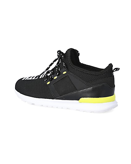 360 degree animation of product Boys black mesh 'Svnth' runner trainers frame-5