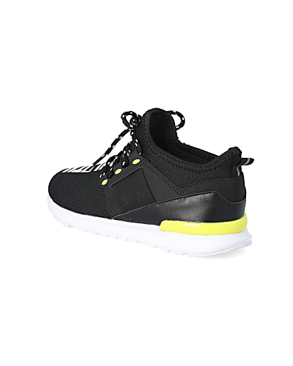 360 degree animation of product Boys black mesh 'Svnth' runner trainers frame-6