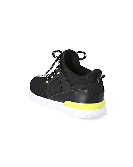 360 degree animation of product Boys black mesh 'Svnth' runner trainers frame-7