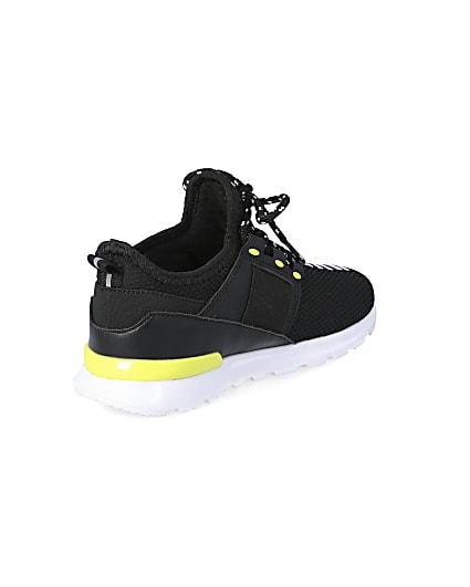 360 degree animation of product Boys black mesh 'Svnth' runner trainers frame-12