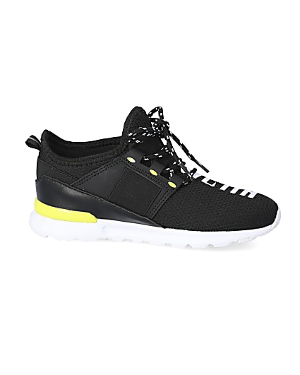 360 degree animation of product Boys black mesh 'Svnth' runner trainers frame-16