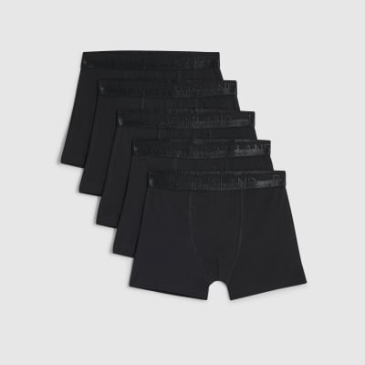 Boys Black Metallic Pack Of 5 Boxers