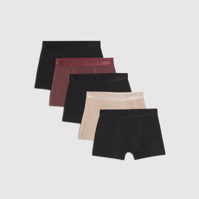 Boys Black Metallic Pack Of 5 Boxers