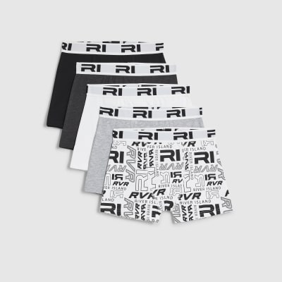 Boys Black Monogram Pack Of 5 Boxers