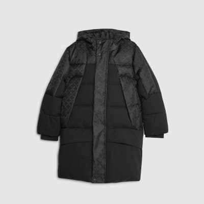 Boys Black Monogram Puffer Jacket