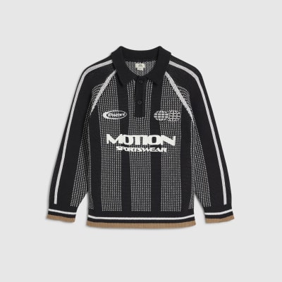Boys Black Motion Sportswear Knit Jumper