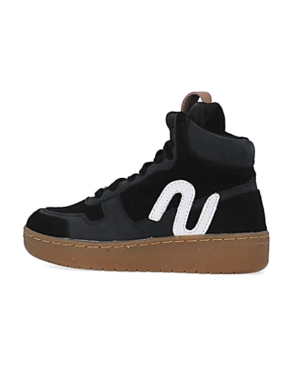 360 degree animation of product Boys Black Nushu High Top Trainers frame-4