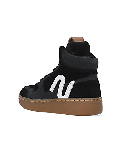 360 degree animation of product Boys Black Nushu High Top Trainers frame-6
