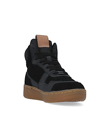 360 degree animation of product Boys Black Nushu High Top Trainers frame-19