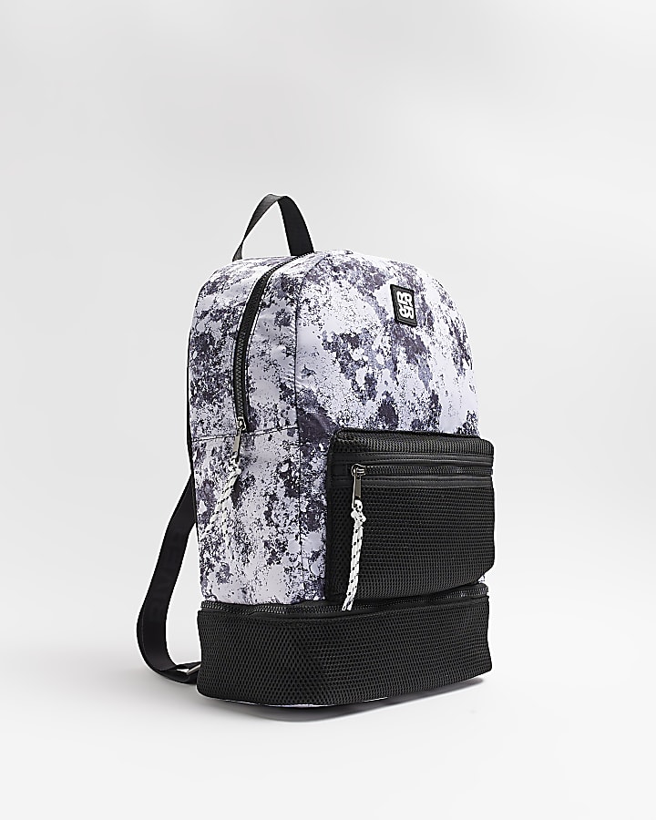 Boys black nylon marble backpack