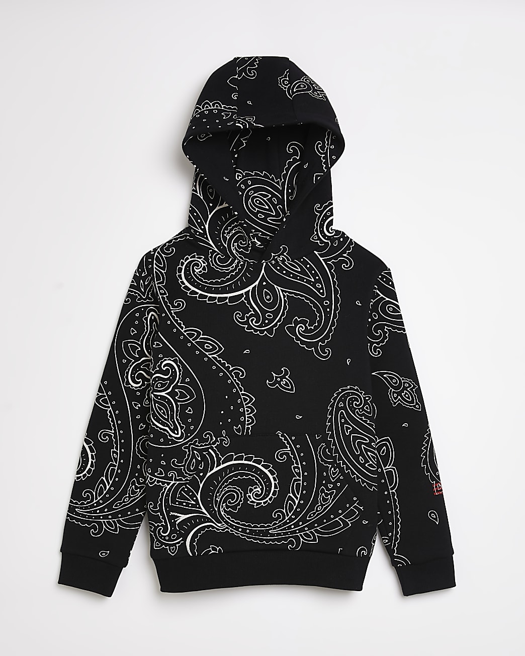 Boys black paisley print hoodie