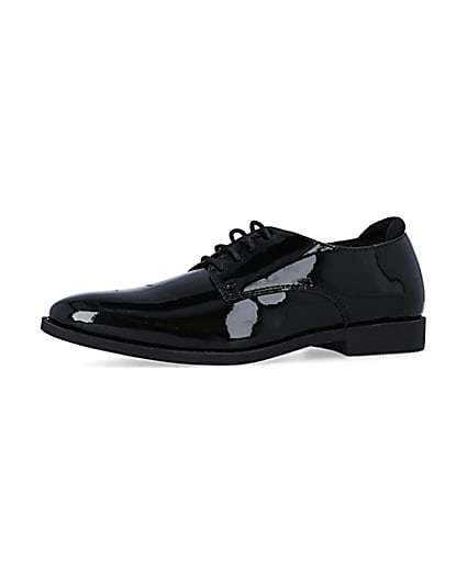 360 degree animation of product Boys black patent Derby Point shoes frame-2