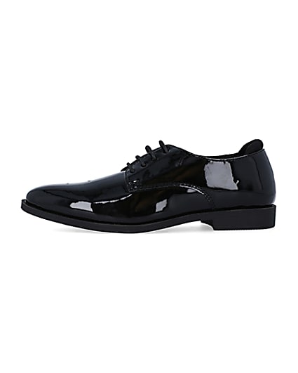 360 degree animation of product Boys black patent Derby Point shoes frame-3