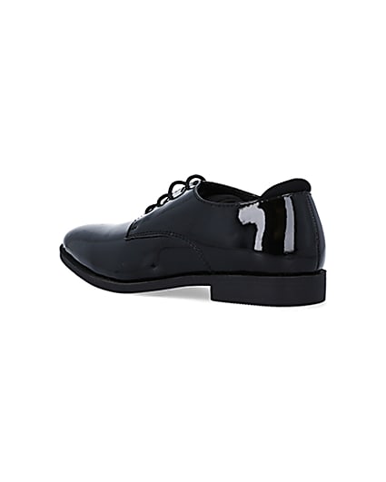 360 degree animation of product Boys black patent Derby Point shoes frame-6