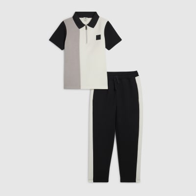 Boys Black Premium Polo Shirt Set