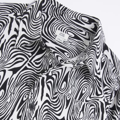 Boys Black Printed Shirt and Shorts Set