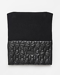 Boys Black Quilted Nylon Scarf