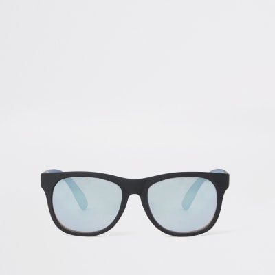 Boys black retro blue lens sunglasses