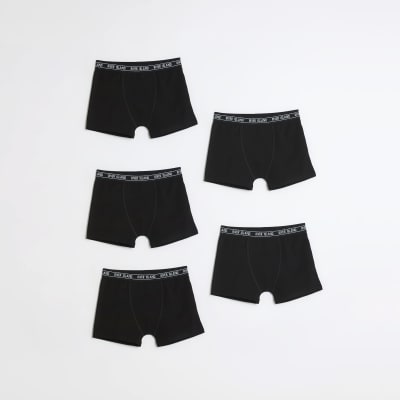 Boys black RI boxer shorts 5 pack River Island