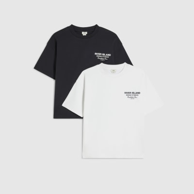 Boys Black RI Branded Pack Of 2 T-Shirts